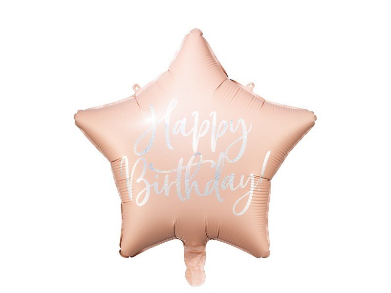 Фолиев Балон "Happy Birthday", 40 см, Светло Розов - Party Design