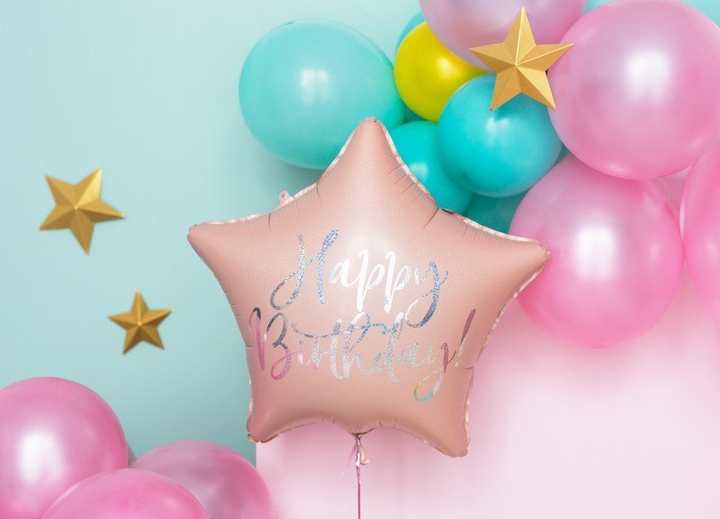 Фолиев Балон "Happy Birthday", 40 см, Светло Розов - Party Design