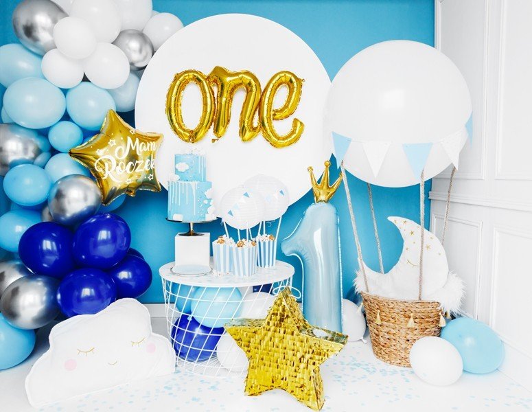 Гирлянд от Балони - Синьо Сребърно и Бяло, 200 см - Party Design
