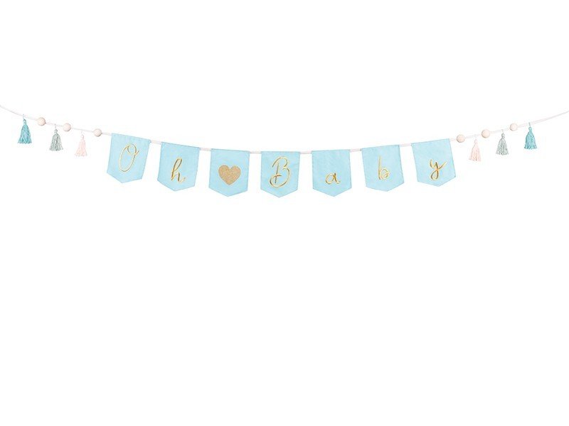 Банер с Тасели и Надпис "Oh Baby" в Небесно Синьо - Party Design