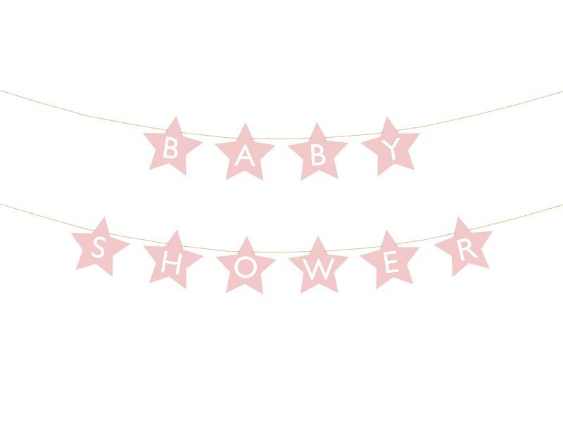Гирлянд на Звездички с Надпис "Baby Shower"в Светло Розово - Party Design