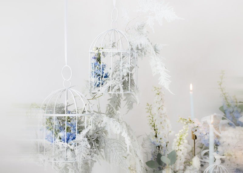Декоративна Клетка за Птици, Бяла, 24 см - Party Design