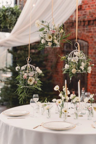 Декоративна Клетка за Птици, Бяла, 24 см - Party Design