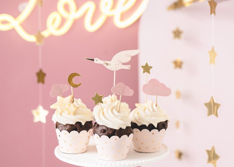 Топери за Кексчета - Щъркел, 11 - 12см - (1 пакет / 7 бр.) - Party Design
