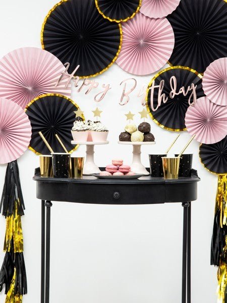 Черни Парти Чаши на Златни Звездички, 260 мл - (1 пакет / 6 бр.) - Party Design