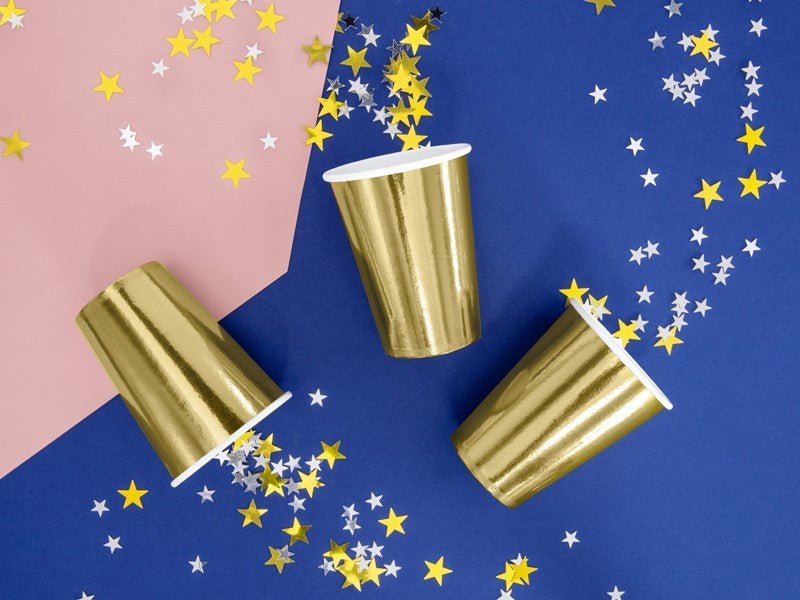 Парти Чаши в Златно, 220мл - (1 пакет / 6 бр.) - Party Design