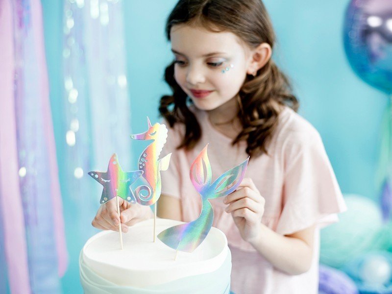Топери за Кексчета - Русалка, 24.5см - (1 пакет / 3 бр.) - Party Design