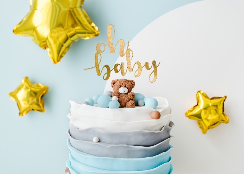 Топер За Торта - "Oh Baby", Златно, 25 см
