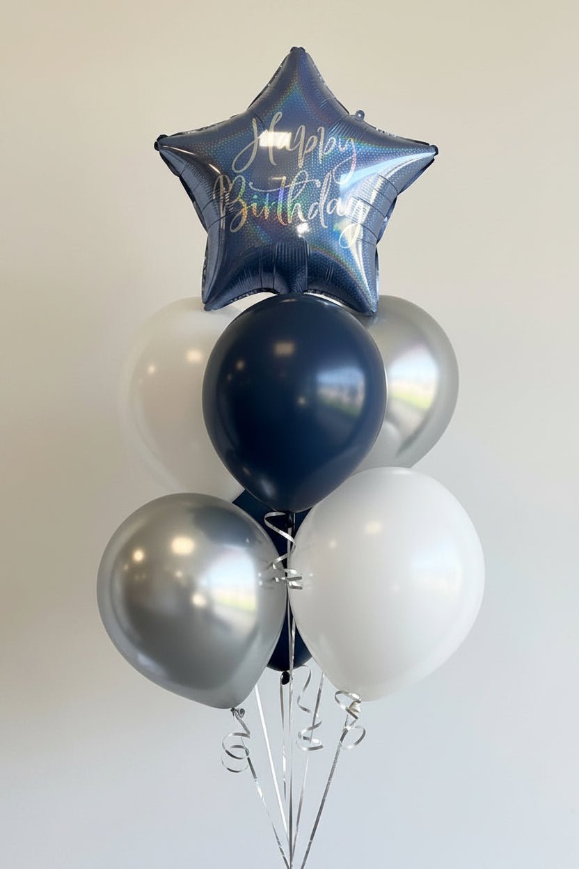 Сет от 7 балона - Silver and Navy - Party Design
