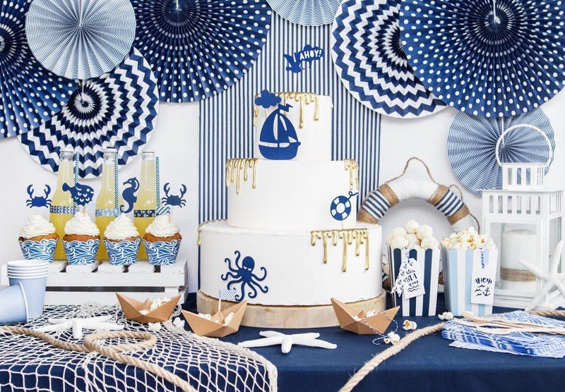 Кутии за Пуканки в Синьо - (1 пакет / 6 бр.) - Party Design