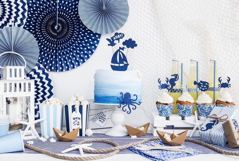 Кутии за Пуканки в Синьо - (1 пакет / 6 бр.) - Party Design