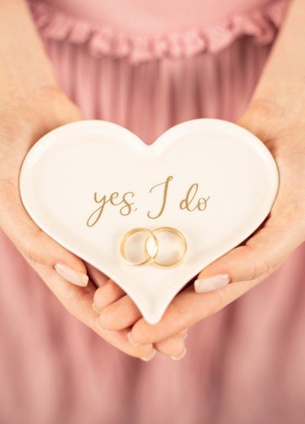 Съд за Брачни Халки Сърце с Надпис "Yes I Do", 13.3х10.8 см - Party Design