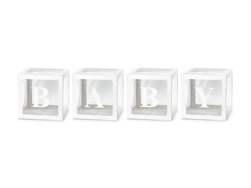 Кутии за Балони "BABY", 30х30 см, бели - Party Design