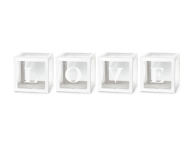 Кутии за Балони "LOVE", 30х30 см, бели - Party Design