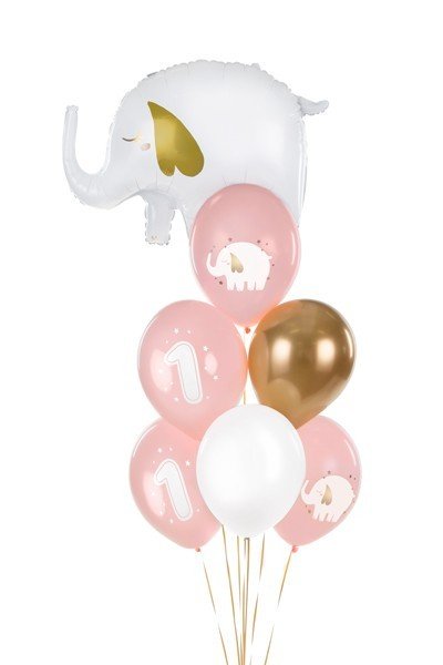 Латексови Балони - Една Годинка, Розово 30см - (1 пакет / 6 бр.) - Party Design