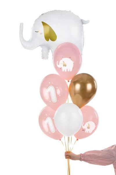 Латексови Балони - Една Годинка, Розово 30см - (1 пакет / 6 бр.) - Party Design