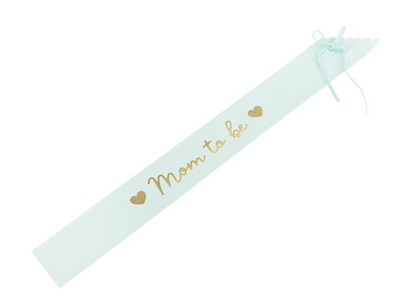 Лента "Mom to Be", Светло Тифани Синьо, 75 см - Party Design