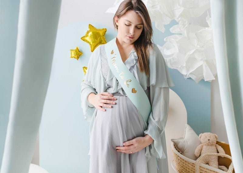 Лента "Mom to Be", Светло Тифани Синьо, 75 см - Party Design