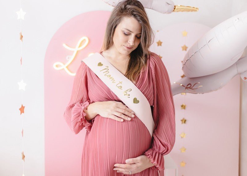 Лента "Mom to Be", Бледо Розова, 75 см - Party Design