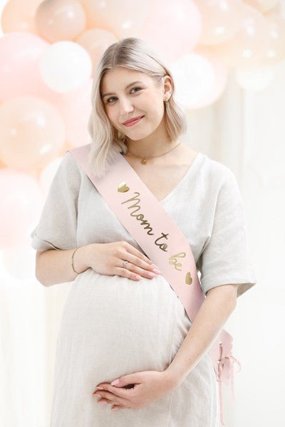 Лента "Mom to Be", Бледо Розова, 75 см - Party Design
