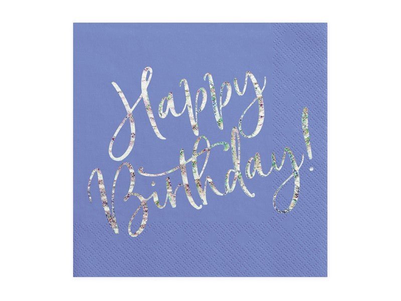 Салфетки "Happy Birthday", Тъмносини, 33x33см - (1 пакет / 20 бр.) - Party Design