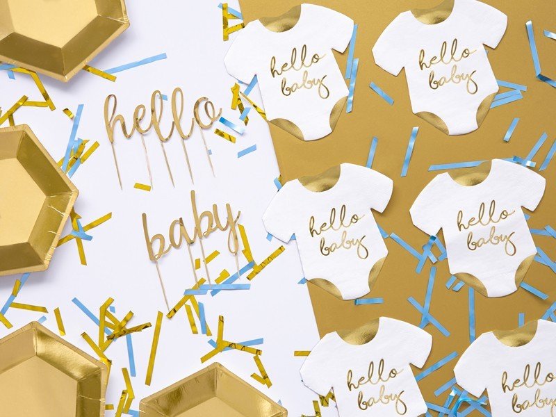 Салфетки Бебешки Гащеризон - Hello Baby, бял, 16х16см - (1 пакет / 20 бр.) - Party Design