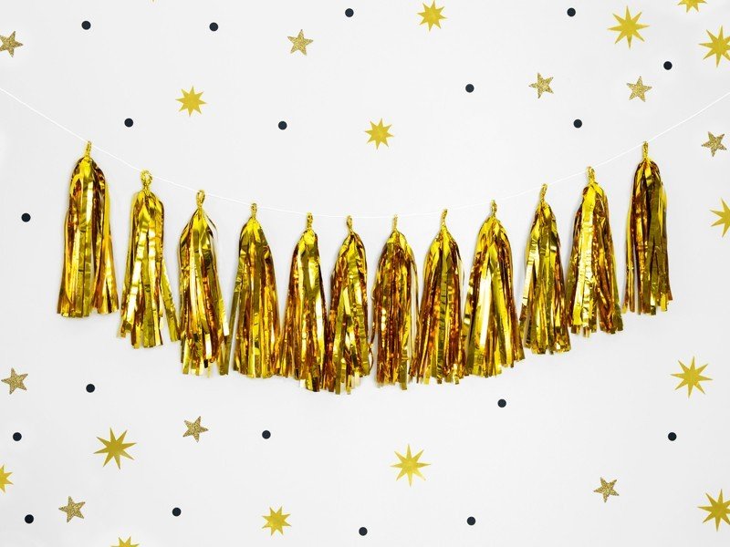Гирлянд с Ресни в Златно - Party Design