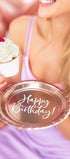 Парти Чинии "Happy Birthday!" в Розово Злато, 18см - (1 пакет / 6 бр.) - Party Design