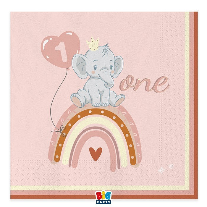 Парти Салфетки 1-ви Рожден Ден Слонче, Розово