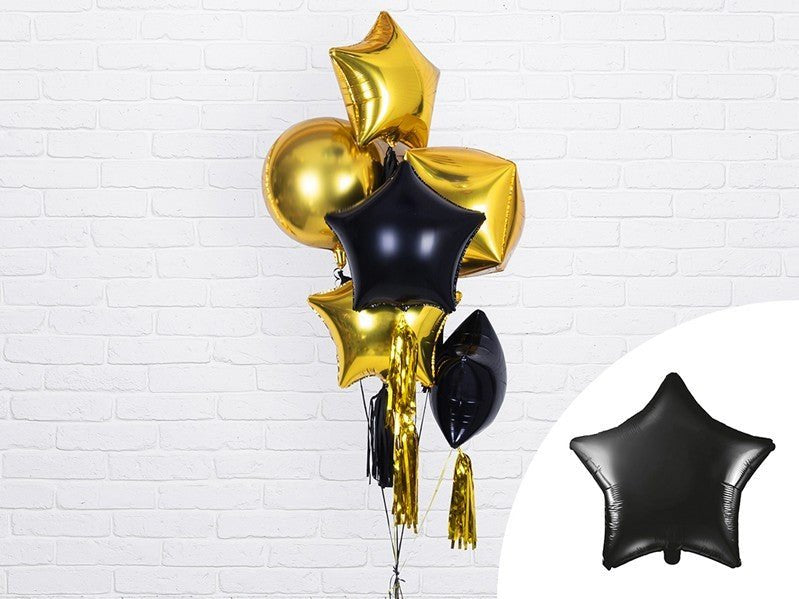 Фолиев Балон Звезда, Черно - Party Design