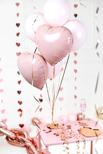 Фолиев Балон Сърце, 45 см, Светло Розово - Party Design