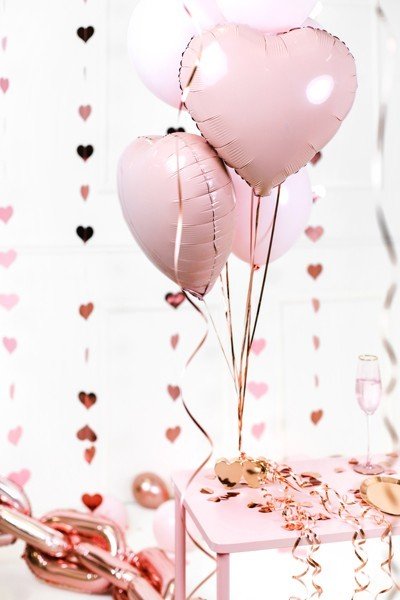 Фолиев Балон Сърце, 45 см, Светло Розово - Party Design