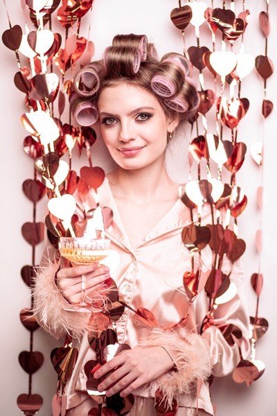 Парти Завеса на Сърца, Розово Злато, 100х245см - Party Design