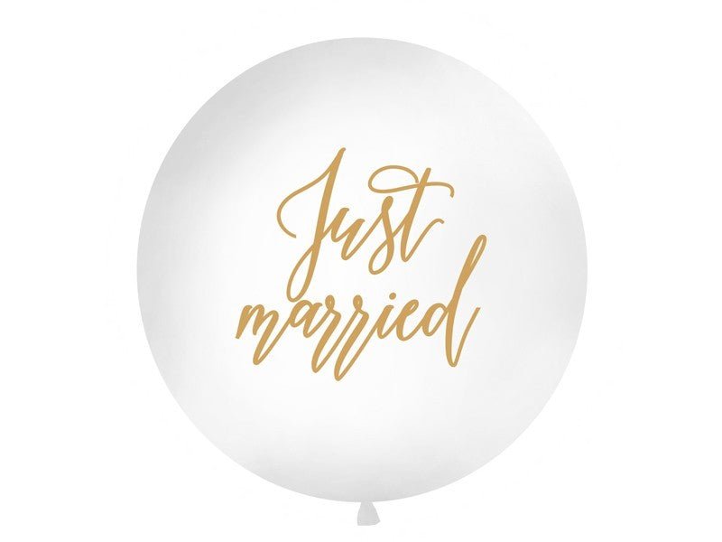 Голям Латексов Балон "Just Married", Бял - Party Design