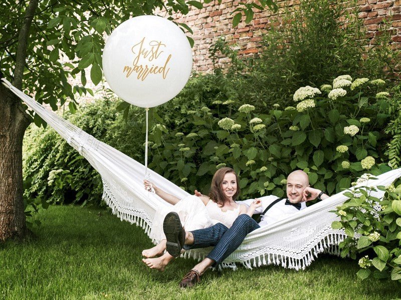 Голям Латексов Балон "Just Married", Бял - Party Design