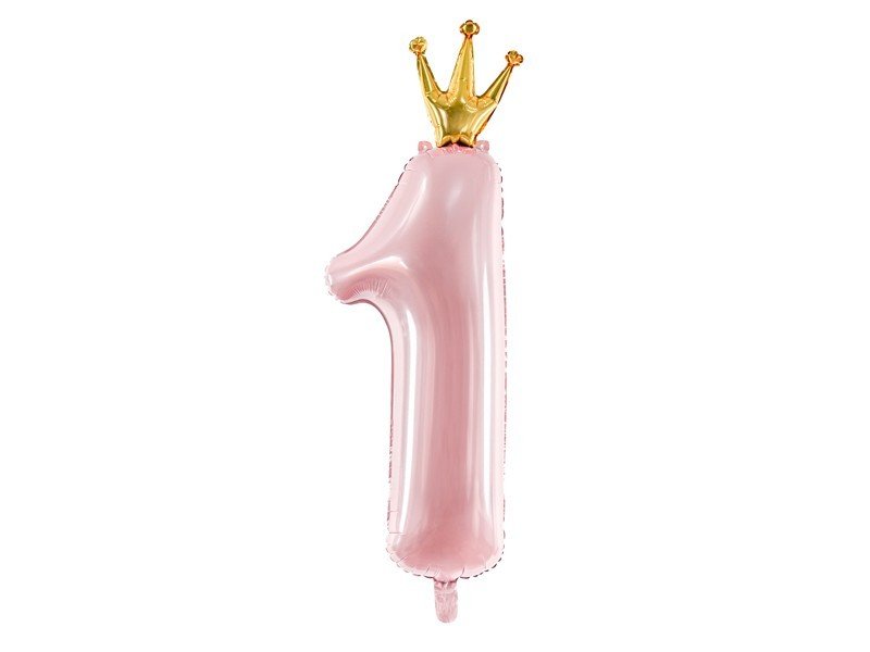 Фолиев Балон, Цифра, "1", Бледо Розов, 37х100см - Party Design