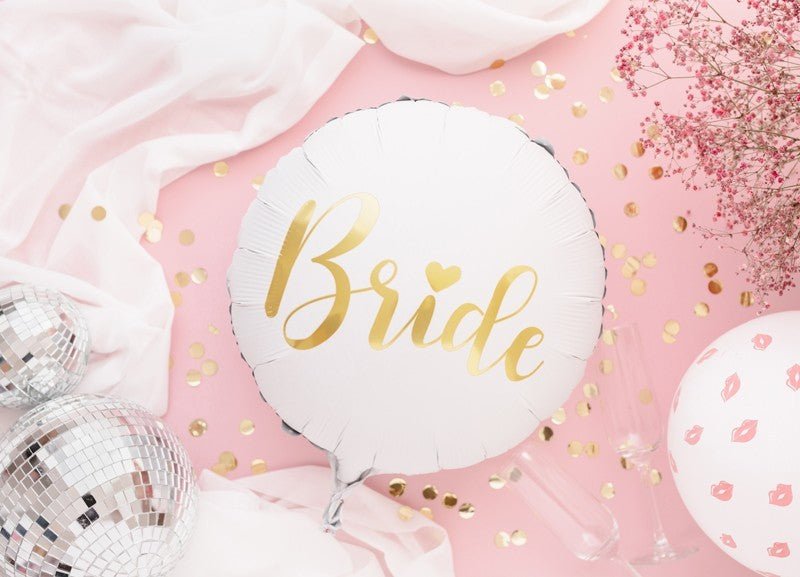 Фолиев Балон ''Bride'', Бял , 45см - Party Design