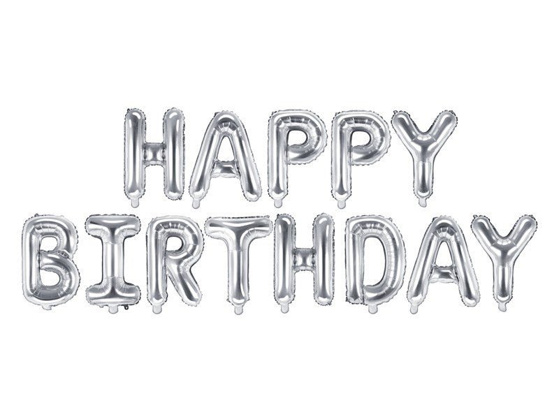 Фолиев Надпис "Happy Birthday'', Сребро, 340х35см - Party Design