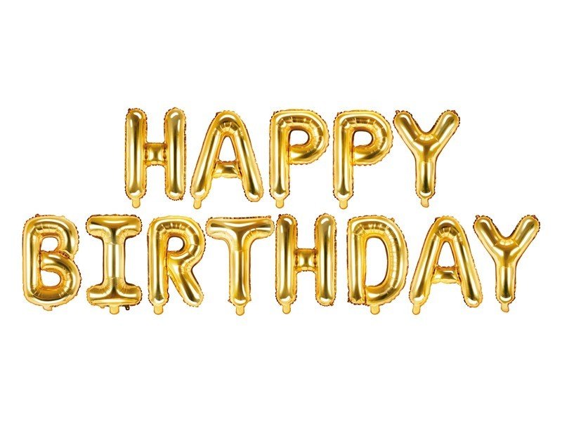 Фолиев Надпис "Happy Birthday'', Злато, 340х35см - Party Design