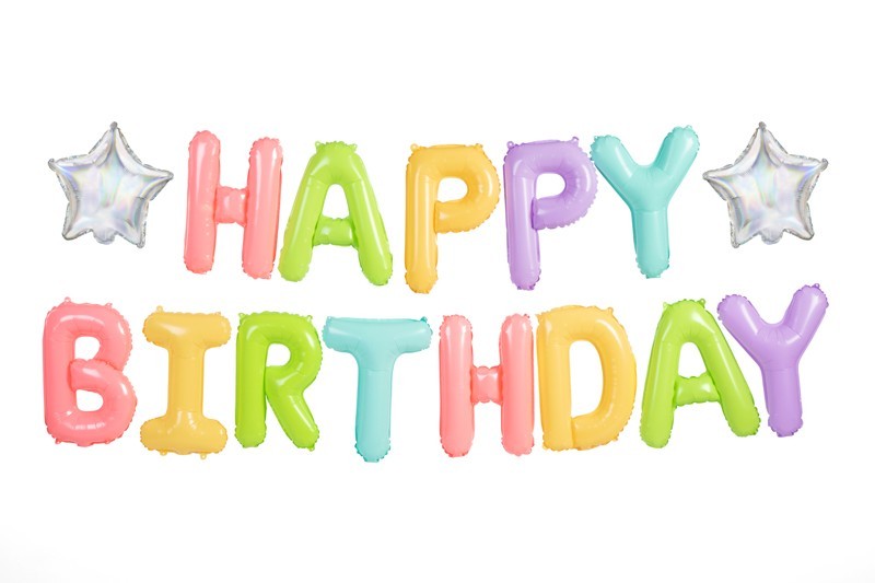 Фолиев Надпис "Happy Birthday", Разноцветен, 395х35см