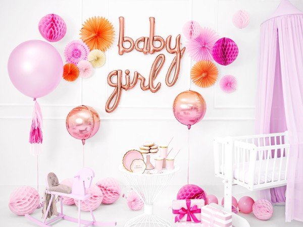 Фолиев Балон Надпис ''Baby'', Розово Злато, 73.5x75.5см - Party Design