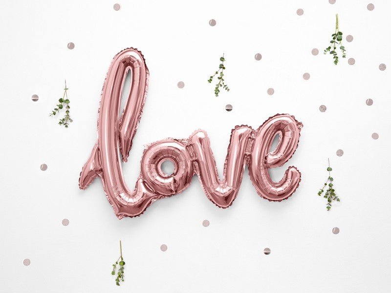 Фолиев Балон, Надпис, Love, Розово Злато 73х59см - Party Design