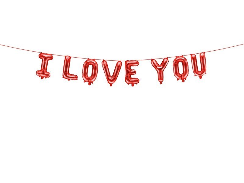 Фолиев Надпис ''I Love You'', Червен, 260х40см - Party Design