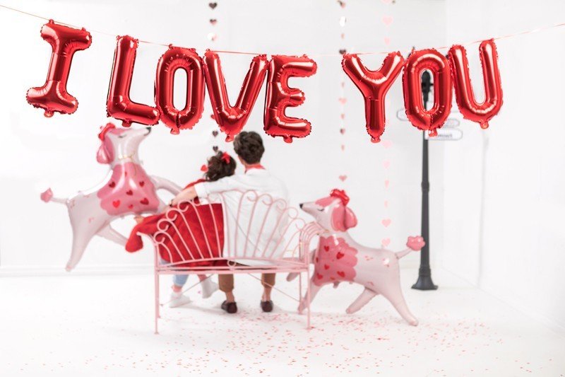 Фолиев Надпис ''I Love You'', Червен, 260х40см - Party Design