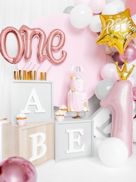 Фолиев Надпис "One", Розово Злато, 66х37 - Party Design
