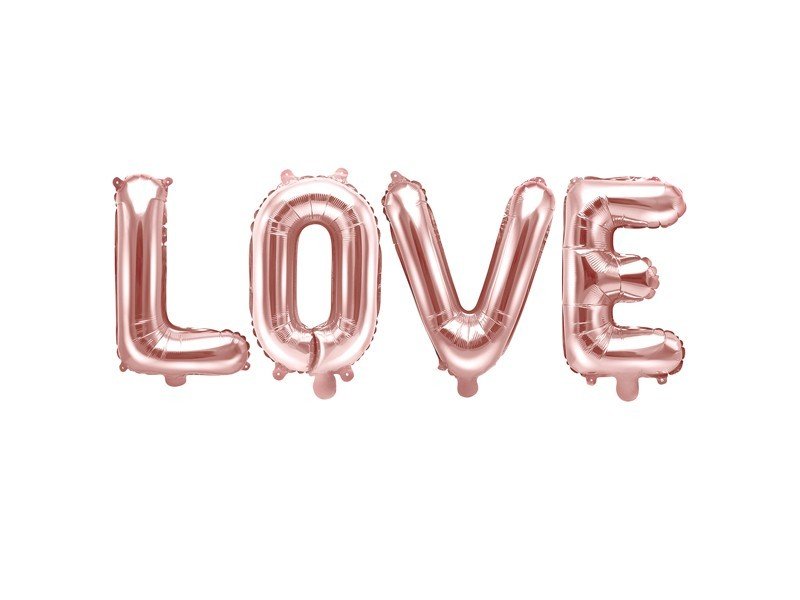 Фолиев Балон, Надпис, Love, Розово Злато 140х35см - Party Design