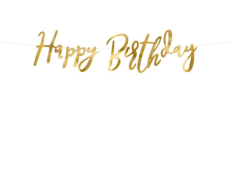 Банер - Happy Birthday, Златен - Party Design