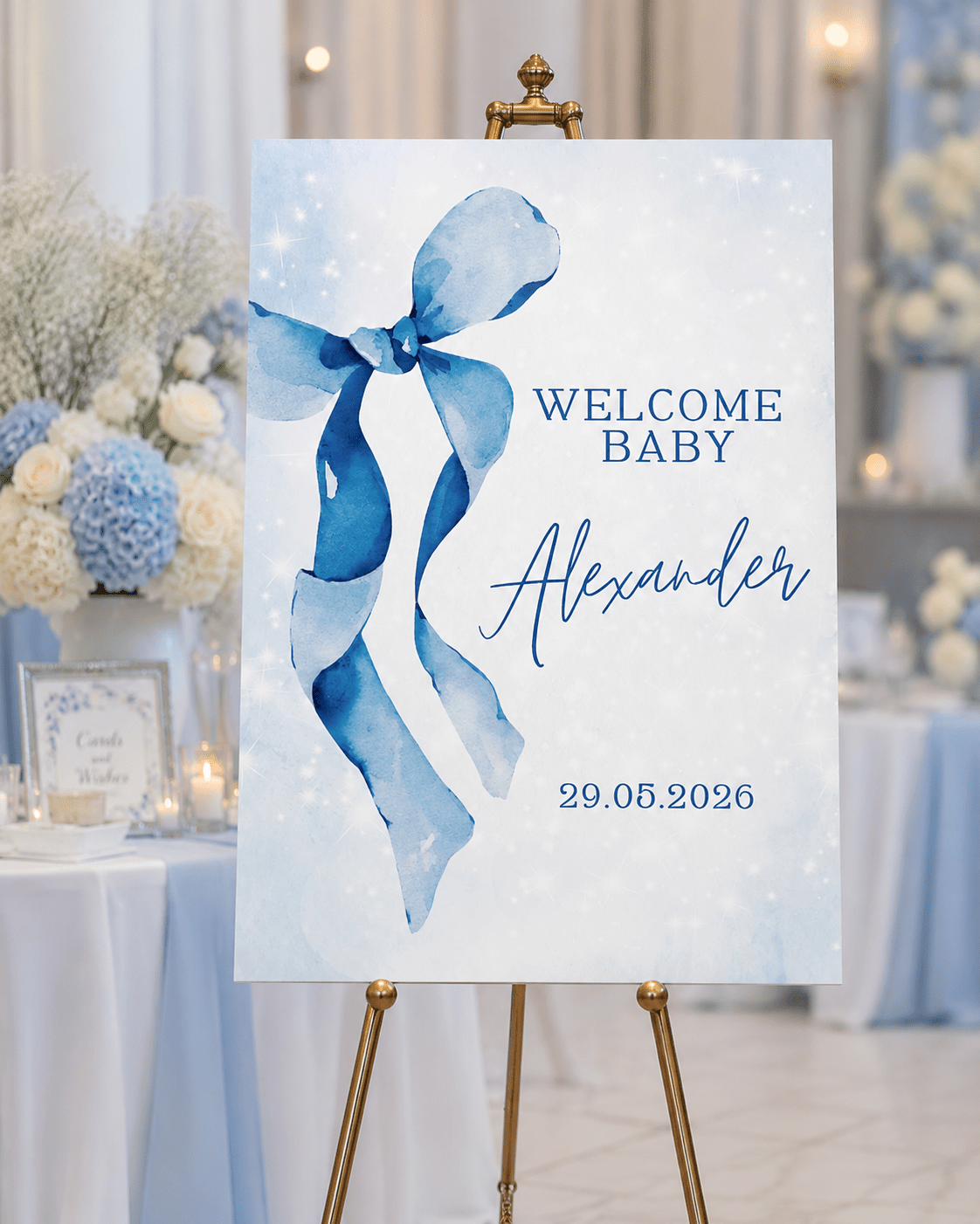 Персонализирана Табела Със Синя Панделка - Party Design