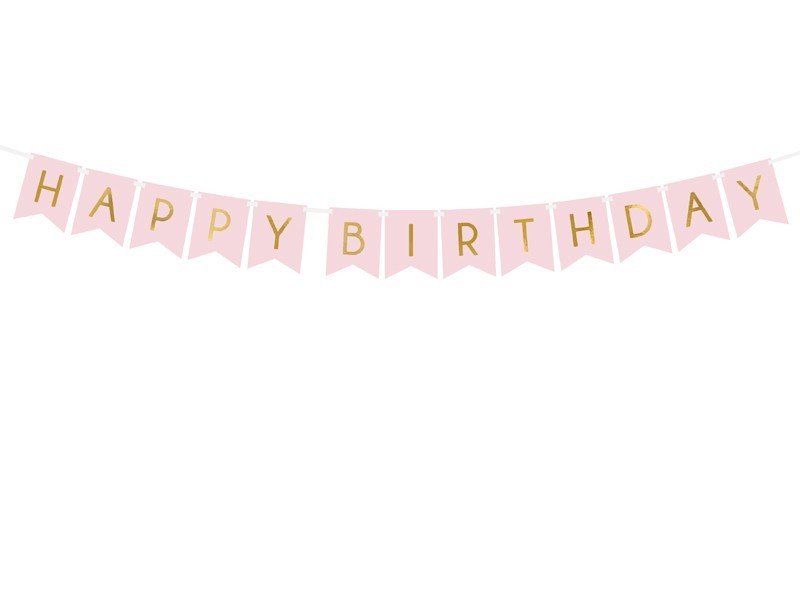Банер - Happy Birthday, Бледо Розов - Party Design