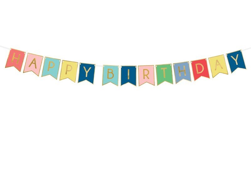 Банер - Happy Birthday, Разноцветен - Party Design